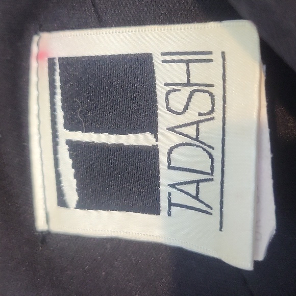 Vtg TADASHI Black Lace Mesh Over Nude Strapless Cocktail Midi Dress - Picture 3 of 14